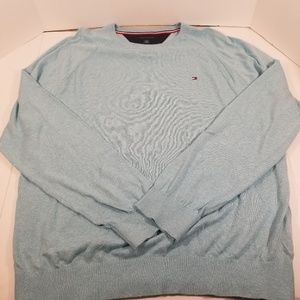 TOMMY HILFIGER SKY BLUE LIGHT COTTON SWEATER